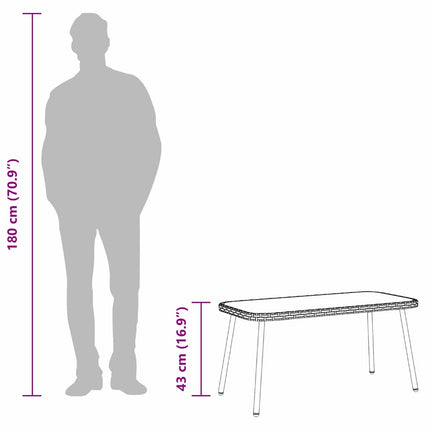 Table basse Marron et Noir 90 x 45 x 43 cm Poly Rattan et verre