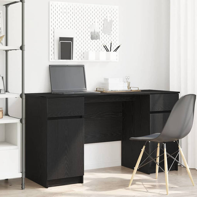 Bureau avec porte Chêne noir 140 x 49 x 76 cm Bois d'ingénierie