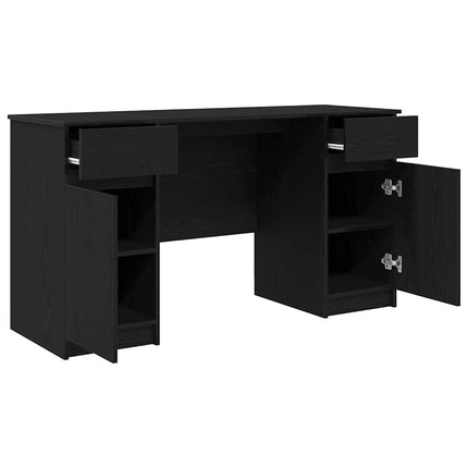 Bureau avec porte Chêne noir 140 x 49 x 76 cm Bois d'ingénierie