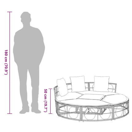 Lit de salon d'extérieur sans auvent noir résine tressée