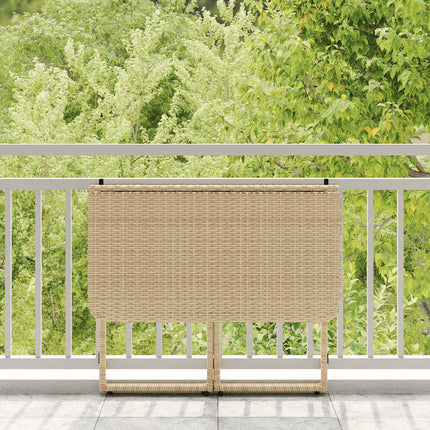 Table de jardin pliante beige 90 x 51 x 75 cm polyrotin