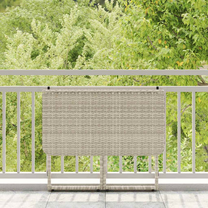 Table de jardin pliante gris clair 90 x 51 x 75 cm polyrotin