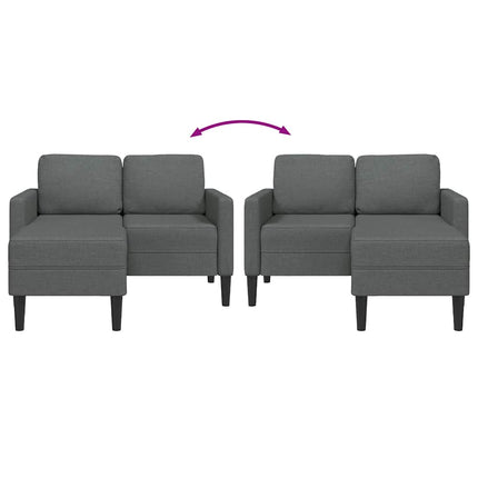 Canapé 2 places avec méridienne en L Gris foncé 125 cm Tissu