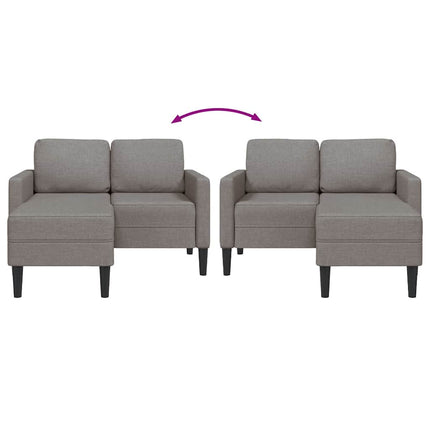 Canapé 2 places avec méridienne en L taupe 125 cm tissu