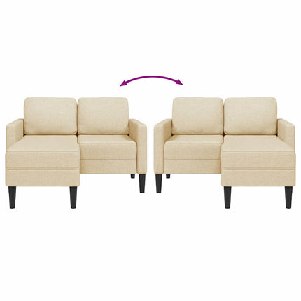 Canapé 2 places avec méridienne en L crème 125 cm tissu