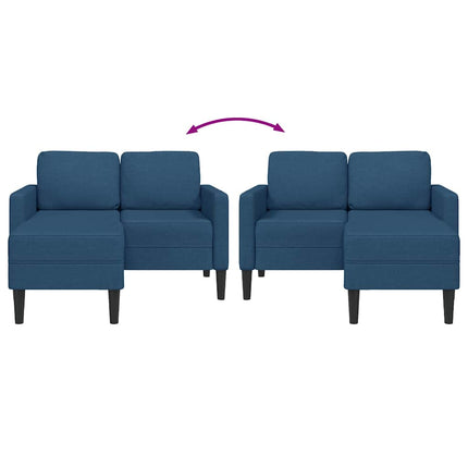 Canapé 2 places avec méridienne en L bleu 125 cm tissu