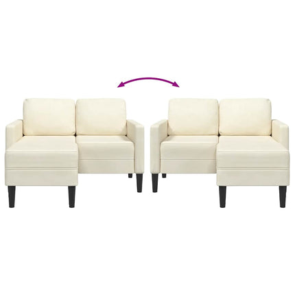 Canapé 2 places avec méridienne en L crème 125 cm velours