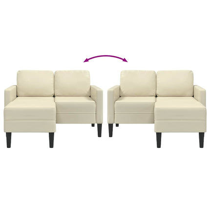 Canapé 2 places avec méridienne en L crème 125 cm similicuir