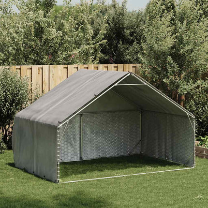 Niche d'extérieur pour chien avec couvercle, 3 x 2 x 1,9 m, acier galvanisé