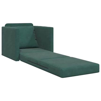 Canapé-lit avec coussin Vert foncé 74 x 77 x 81 cm Velours