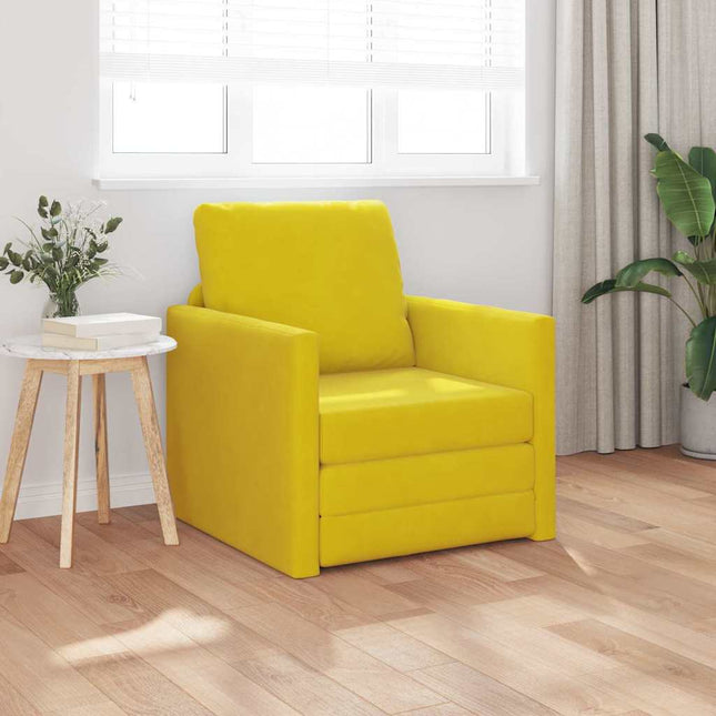 Canapé-lit avec coussin Jaune foncé 74 x 77 x 81 cm Velours