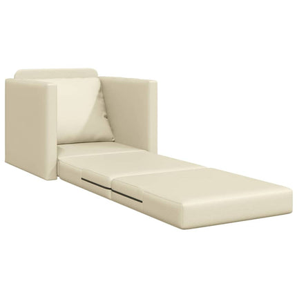 Sofa Lit de Sol avec coussin Crème 74 x 77 x 81 cm Faux cuir