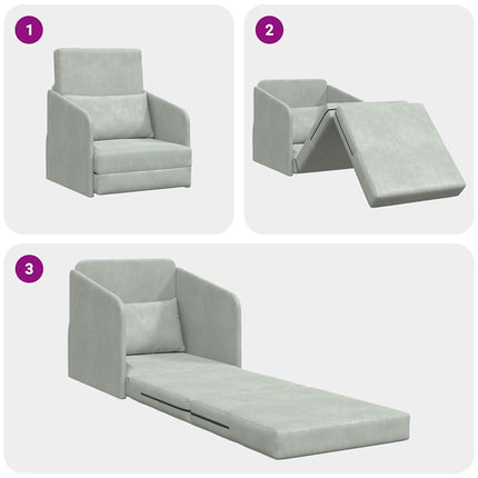 Canapé-Lit Gris clair 65 x 80 x 83 cm Velours