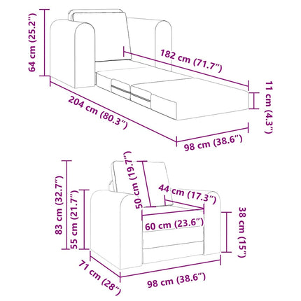 Canapé-Lit Jaune 98 x 71 x 83 cm Velours