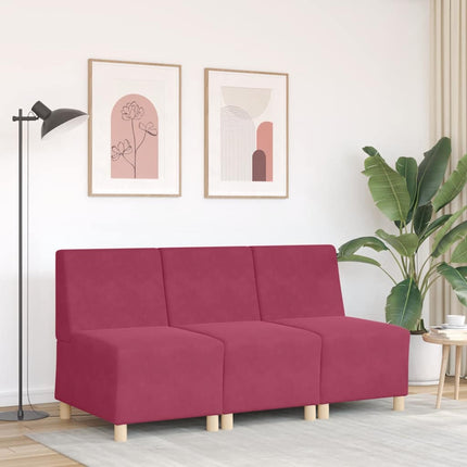 Canapé modulaire sans accoudoirs Rouge vin 55 cm Velours