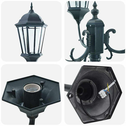 Poteau de lumière de jardin Vert foncé Aluminium et Verre