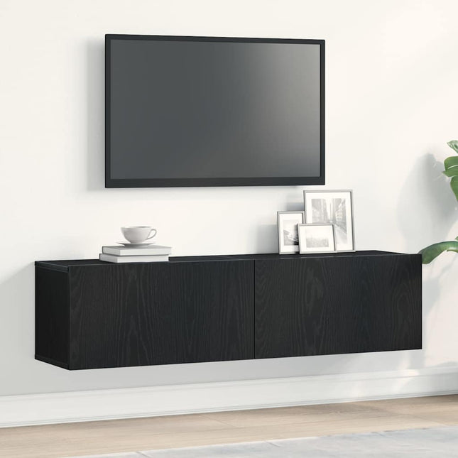 Meuble TV chêne noir 120x30x30,5 cm bois d'ingénierie