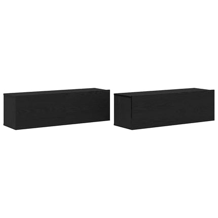Meuble TV 2 pcs Noir 100 x 30 x 30 cm Bois d'ingénierie