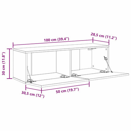 Meuble TV 2 pcs Noir 100 x 30 x 30 cm Bois d'ingénierie