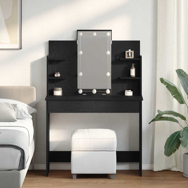 Table de Toilette Chêne noir 96 x 40 x 142 cm Bois d'ingénierie