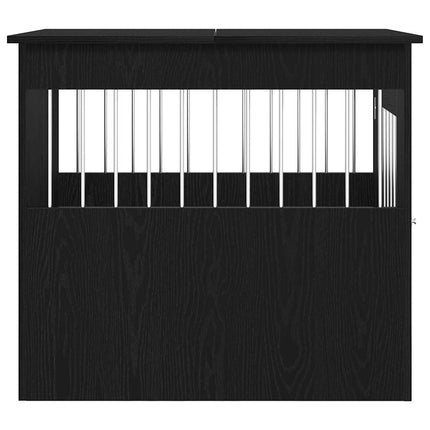 Meuble pour cage à chien en chêne noir 64,5 x 80 x 71 cm en bois d'ingénierie