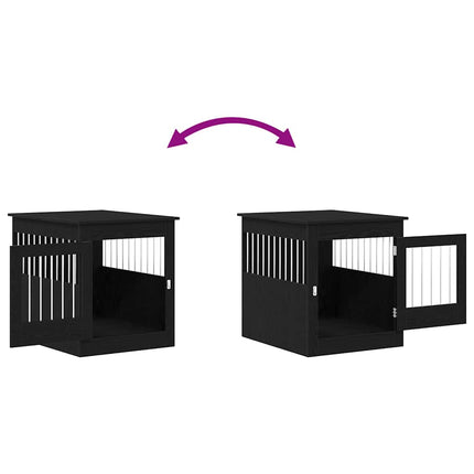 Meuble pour cage à chien en chêne noir 64,5 x 80 x 71 cm en bois d'ingénierie