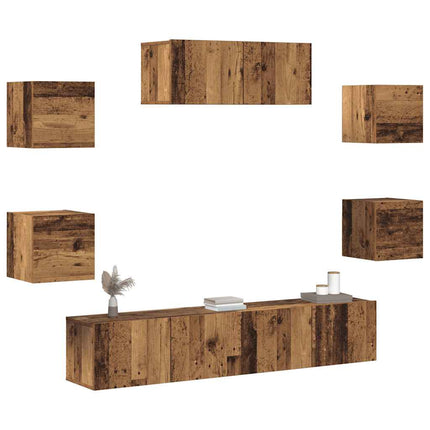 Ensemble de meuble TV mural 5 pcs vieux bois