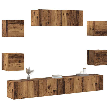 Ensemble de meuble TV mural 7 pcs vieux bois bois d'ingénierie