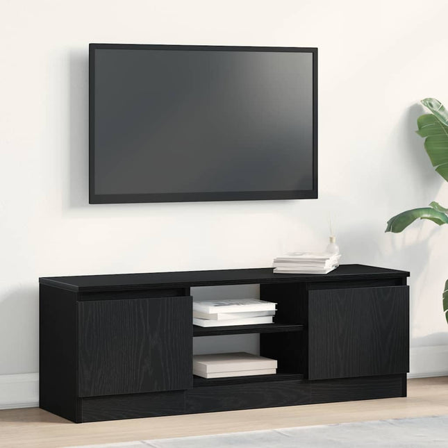 Meuble TV chêne noir 102x30x36 cm bois d'ingénierie