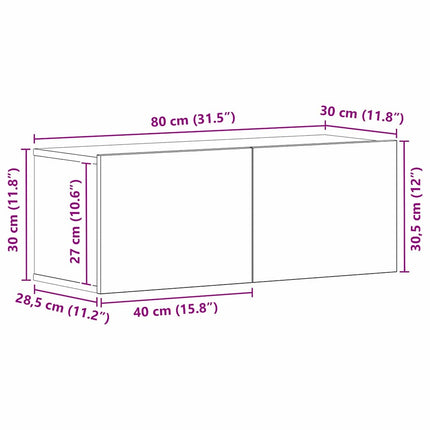 Meubles TV Chêne noir 80 x 30 x 30 cm Bois d'ingénierie