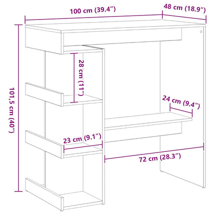 Table de bar Chêne noir 100 x 48 x 101.5 cm Bois d'ingénierie