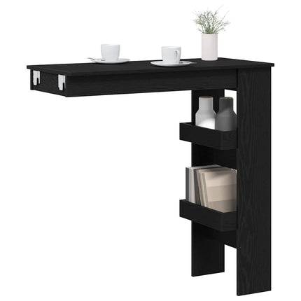 Table De Bar Murale Avec Étagère 102 X 45 X 103,5 Cm Chêne noir
