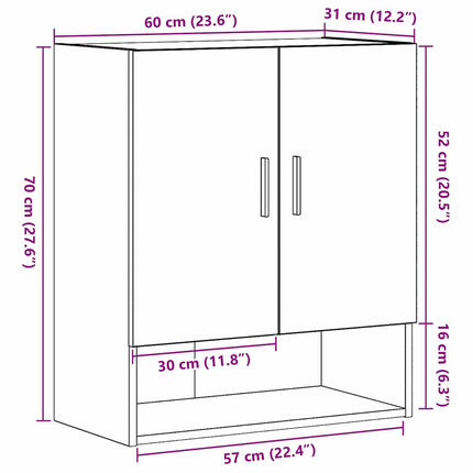 Meuble mural Chêne noir 60 x 31 x 70 cm Bois d'ingénierie