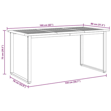 Table de jardin pour repas Gris 160 x 80 x 75 cm