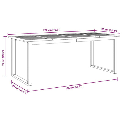 Table de jardin pour repas Gris 200 x 90 x 75 cm