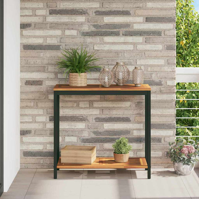 Table de jardin avec stockage Naturel et noir 80 x 35 x 75 cm