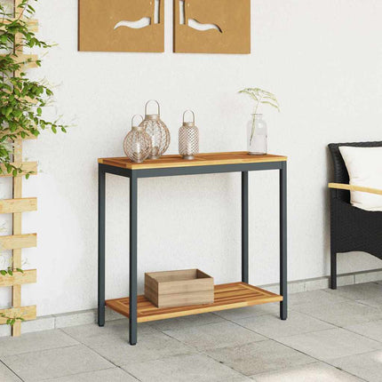 Table de jardin avec stockage Naturel et noir 80 x 35 x 75 cm