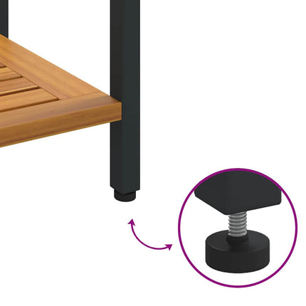 Table de jardin avec stockage Naturel et noir 80 x 35 x 75 cm