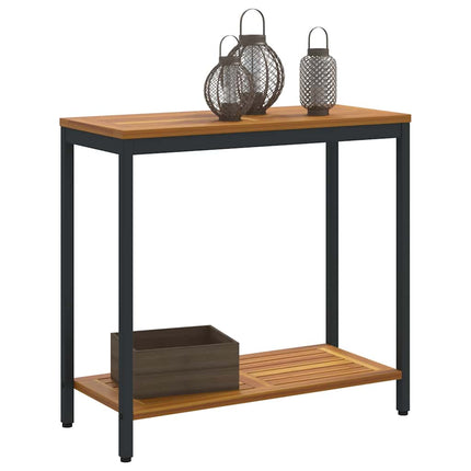 Table de jardin avec stockage Naturel et noir 80 x 35 x 75 cm