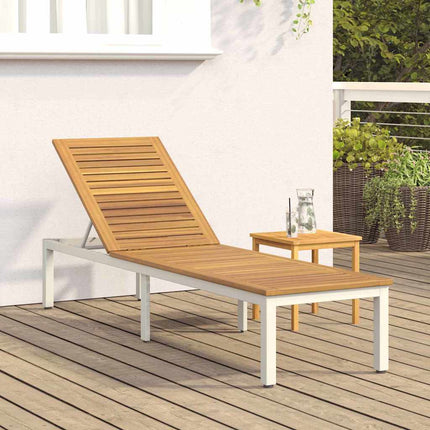 Chaise longue Gris 200 x 55 x 35 cm Bois d'acacia massif
