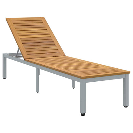 Chaise longue Gris 200 x 55 x 35 cm Bois d'acacia massif