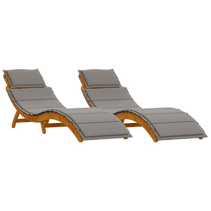 Chaise longue 2 pcs Gris 184 x 55 x 64cm Bois d'acacia massif