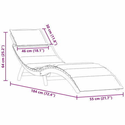 Chaise longue 2 pcs Blanc 184 x 55 x 64cm Bois d'acacia massif