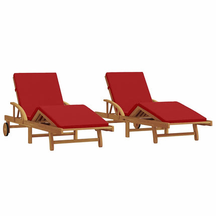 Transat 2 Pcs 200 X 67 X 84Cm Bois D'acacia Massif Rouge 2x chaise longue
