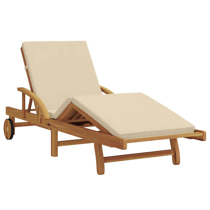 Transat 3 Pcs 40 X 40 X 40Cm Bois D'acacia Massif Beige 2x chaise longue + table