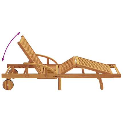 Transat 3 Pcs 40 X 40 X 40Cm Bois D'acacia Massif Beige 2x chaise longue + table