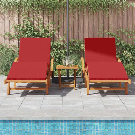Transat 3 Pcs 40 X 40 X 40Cm Bois D'acacia Massif Rouge 2x chaise longue + table