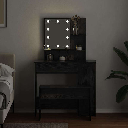 Ensemble de Coiffeuse avec tiroir Chêne noir 86.5 x 35 x 136 cm