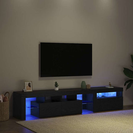 Meubles TV avec Lumières LED 2 pcs Chêne noir Large