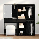 Table de maquillage LED Chêne noir 140 x 40 x 140 cm